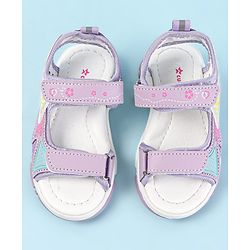Cute Walk by Babyhug Velcro Closure Sandals with Hearts Print - Fuchsia