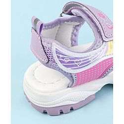 Cute Walk by Babyhug Velcro Closure Sandals with Hearts Print - Fuchsia