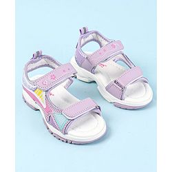 Cute Walk by Babyhug Velcro Closure Sandals with Hearts Print - Fuchsia