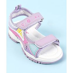 Cute Walk by Babyhug Velcro Closure Sandals with Hearts Print - Fuchsia