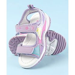 Cute Walk by Babyhug Velcro Closure Sandals with Hearts Print - Fuchsia