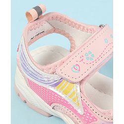 Cute Walk by Babyhug Velcro Closure Sandals with Hearts Print - Fuchsia