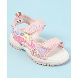 Cute Walk by Babyhug Velcro Closure Sandals with Hearts Print - Fuchsia