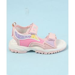 Cute Walk by Babyhug Velcro Closure Sandals with Hearts Print - Fuchsia