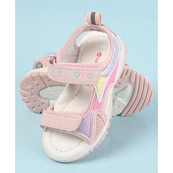 Cute Walk by Babyhug Velcro Closure Sandals with Hearts Print - Fuchsia