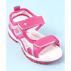 Cute Walk by Babyhug Velcro Closure Sandals with Text Print - Fuchsia