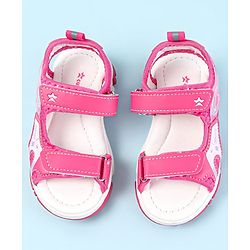Cute Walk by Babyhug Velcro Closure Sandals with Text Print - Fuchsia