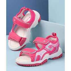 Cute Walk by Babyhug Velcro Closure Sandals with Text Print - Fuchsia