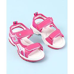 Cute Walk by Babyhug Velcro Closure Sandals with Text Print - Fuchsia