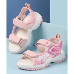 Cute Walk by Babyhug Velcro Closure Sandals with Text Print - Fuchsia