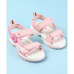 Cute Walk by Babyhug Velcro Closure Sandals with Text Print - Fuchsia