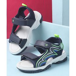 Cute Walk by Babyhug Velcro Closure Sandals with Fashion Text Print - Navy Blue