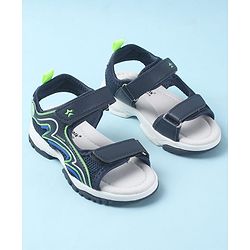 Cute Walk by Babyhug Velcro Closure Sandals with Fashion Text Print - Navy Blue