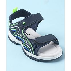 Cute Walk by Babyhug Velcro Closure Sandals with Fashion Text Print - Navy Blue