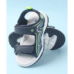 Cute Walk by Babyhug Velcro Closure Sandals with Fashion Text Print - Navy Blue