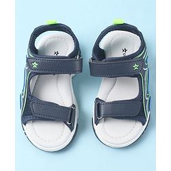 Cute Walk by Babyhug Velcro Closure Sandals with Fashion Text Print - Navy Blue