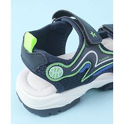 Cute Walk by Babyhug Velcro Closure Sandals with Fashion Text Print - Navy Blue