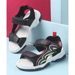 Cute Walk by Babyhug Velcro Closure Sandals with Fashion Text Print - Navy Blue