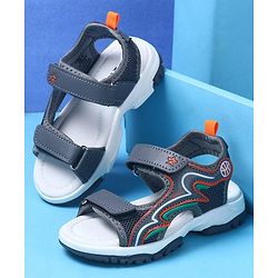 Cute Walk by Babyhug Velcro Closure Sandals with Fashion Text Print - Navy Blue
