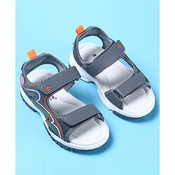 Cute Walk by Babyhug Velcro Closure Sandals with Fashion Text Print - Navy Blue