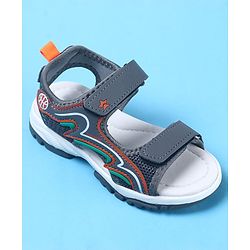 Cute Walk by Babyhug Velcro Closure Sandals with Fashion Text Print - Navy Blue
