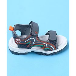 Cute Walk by Babyhug Velcro Closure Sandals with Fashion Text Print - Navy Blue