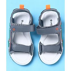 Cute Walk by Babyhug Velcro Closure Sandals with Fashion Text Print - Navy Blue