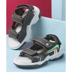 Cute Walk by Babyhug Velcro Closure Sandals with 3D Applique - Olive Green