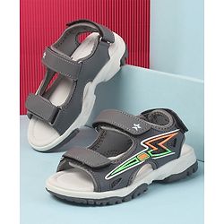 Cute Walk by Babyhug Velcro Closure Sandals with 3D Applique - Grey