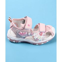 Cute Walk by Babyhug Velcro Closure Sandals with Hearts Glitter Print - Pink