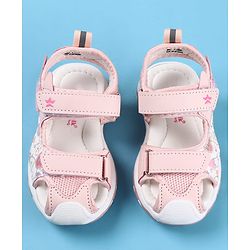 Cute Walk by Babyhug Velcro Closure Sandals with Hearts Glitter Print - Pink