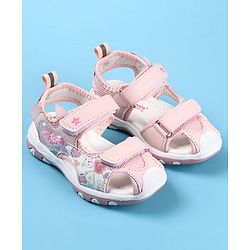 Cute Walk by Babyhug Velcro Closure Sandals with Hearts Glitter Print - Pink