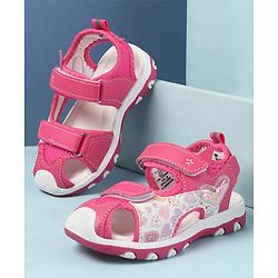 Cute Walk by Babyhug Velcro Closure Sandals with Hearts Glitter Print - Pink