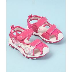 Cute Walk by Babyhug Velcro Closure Sandals with Hearts Glitter Print - Pink