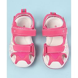 Cute Walk by Babyhug Velcro Closure Sandals with Hearts Glitter Print - Pink
