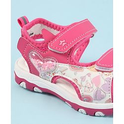 Cute Walk by Babyhug Velcro Closure Sandals with Hearts Glitter Print - Pink
