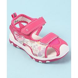 Cute Walk by Babyhug Velcro Closure Sandals with Hearts Glitter Print - Pink