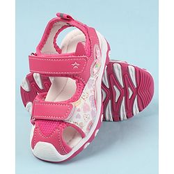 Cute Walk by Babyhug Velcro Closure Sandals with Hearts Glitter Print - Pink