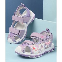 Cute Walk by Babyhug Velcro Closure Sandals with Hearts Glitter Print - Pink