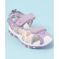 Cute Walk by Babyhug Velcro Closure Sandals with Hearts Glitter Print - Pink