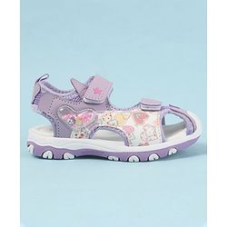Cute Walk by Babyhug Velcro Closure Sandals with Hearts Glitter Print - Pink