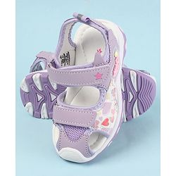 Cute Walk by Babyhug Velcro Closure Sandals with Hearts Glitter Print - Pink
