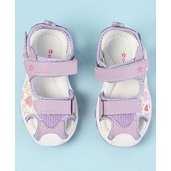 Cute Walk by Babyhug Velcro Closure Sandals with Hearts Glitter Print - Pink