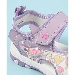 Cute Walk by Babyhug Velcro Closure Sandals with Hearts Glitter Print - Pink