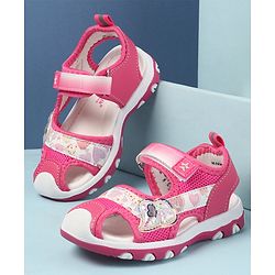 Cute Walk by Babyhug Velcro Closure Sandals with Hearts Glitter Print - Fuchsia