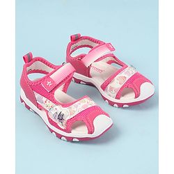 Cute Walk by Babyhug Velcro Closure Sandals with Hearts Glitter Print - Fuchsia