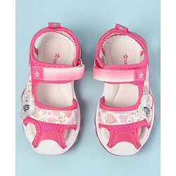 Cute Walk by Babyhug Velcro Closure Sandals with Hearts Glitter Print - Fuchsia