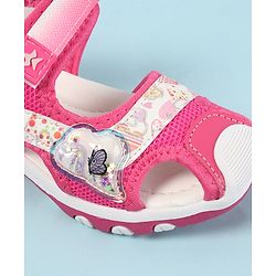 Cute Walk by Babyhug Velcro Closure Sandals with Hearts Glitter Print - Fuchsia