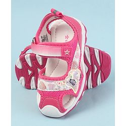 Cute Walk by Babyhug Velcro Closure Sandals with Hearts Glitter Print - Fuchsia