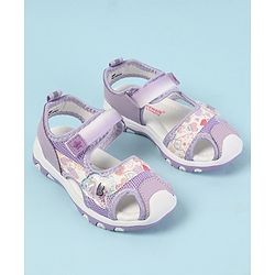 Cute Walk by Babyhug Velcro Closure Sandals with Hearts Glitter Print - Fuchsia